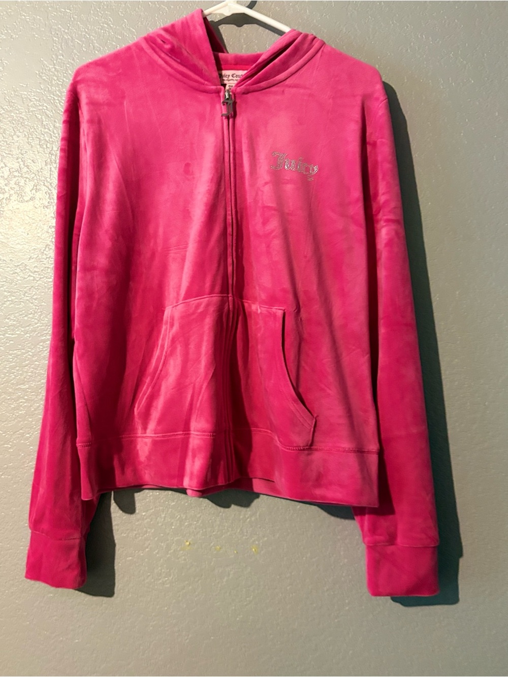 Juicy Couture Hot Pink Velour Zip Hoodie Jacket